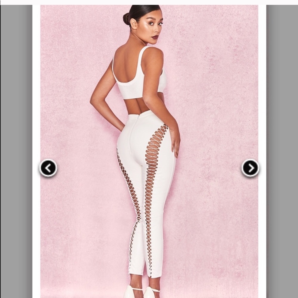 White vegan leather pants